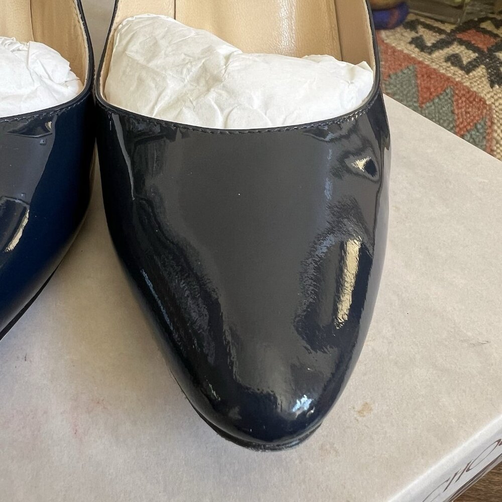 Jimmy Choo MEI Navy Patent Leather Almond Toe Pump Heels - Picture 6 of 15